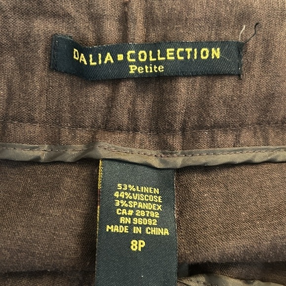 Dalia Collection Brown Linen Blend Cropped Wide Leg Pants Size 8P - Picture 6 of 6